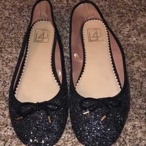 Black glitter ballet flats
